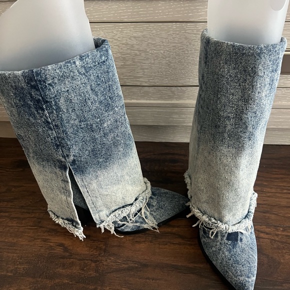 Steve Madden Denim Foldover Booties - Picture 1 of 4